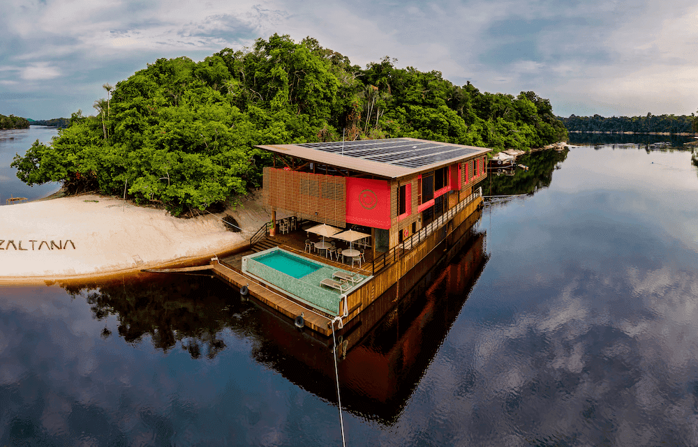Rustic Zaltana Lodge nestled in pristine Amazon rainforest offering comfortable accommodations for trophy peacock bass fishing